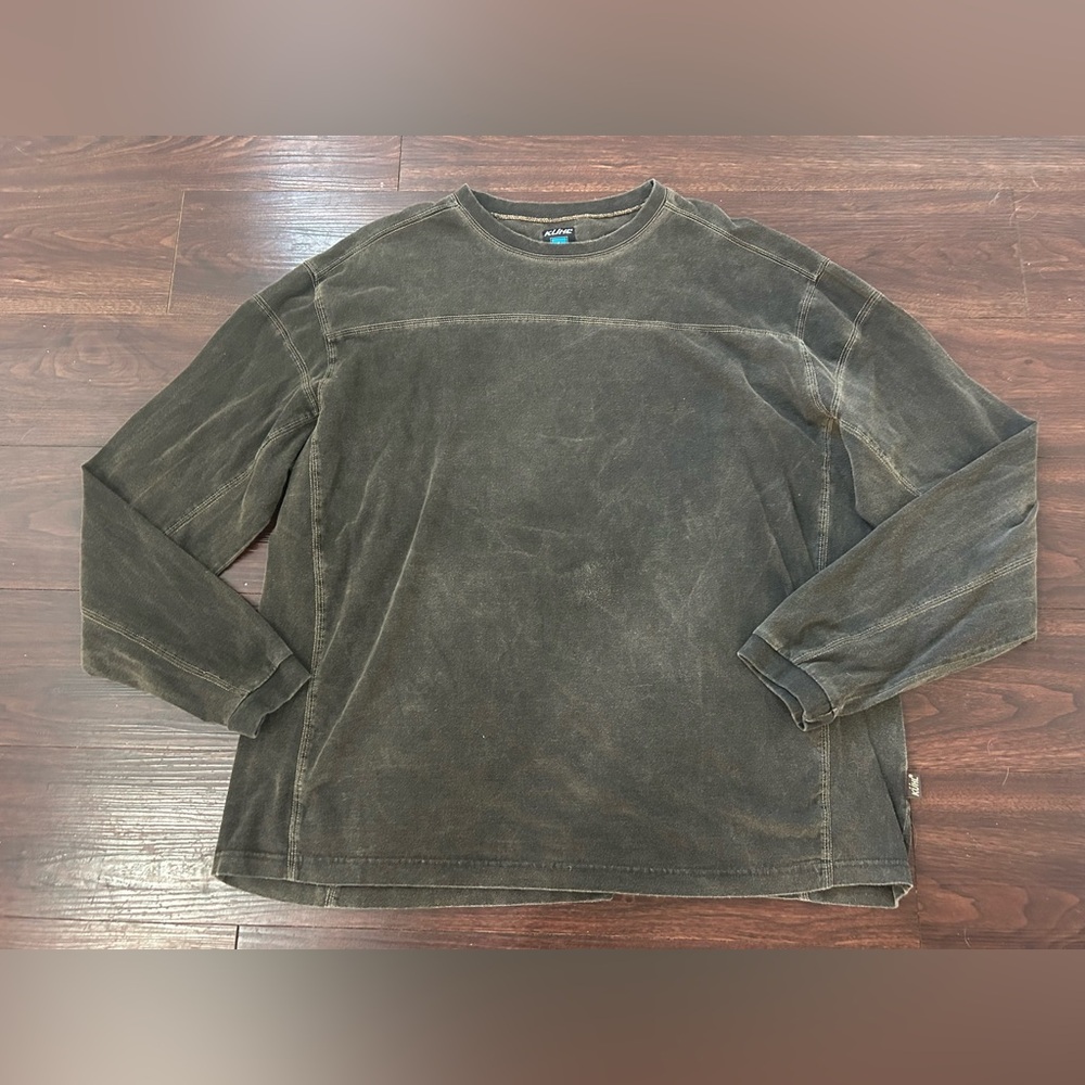 KUHL Men's Gray Black Tan Long Sleeve Shirt Small Stonewash Size XXL Cotton